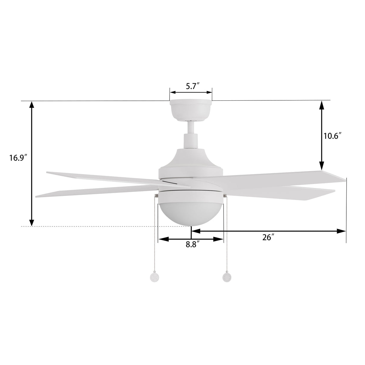 MALTA 52 In 4 Blade Smart Ceiling Fan With Integrated LED Lights With Pull Chain