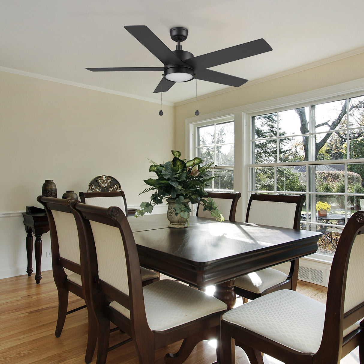 ASCOTT 52 In 5 Blade Smart Ceiling Fan With Integrated LED Lights With Pull Chain