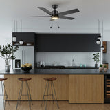 APEX 52 In 5 Blade Smart Ceiling Fan With Integrated LED Lights With Pull Chain