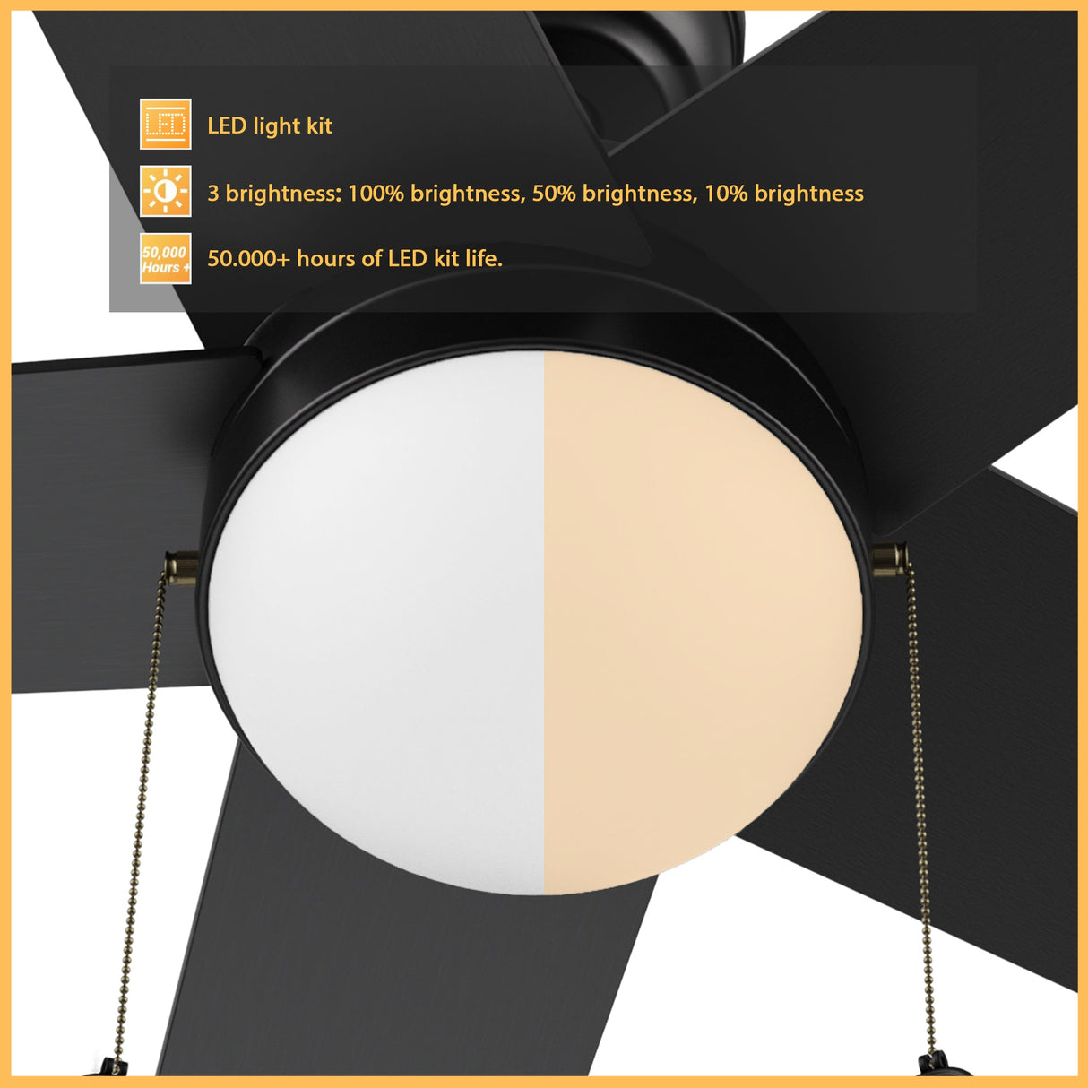 MALTA 52 In 5 Blade Smart Ceiling Fan With Integrated LED Lights With Pull Chain