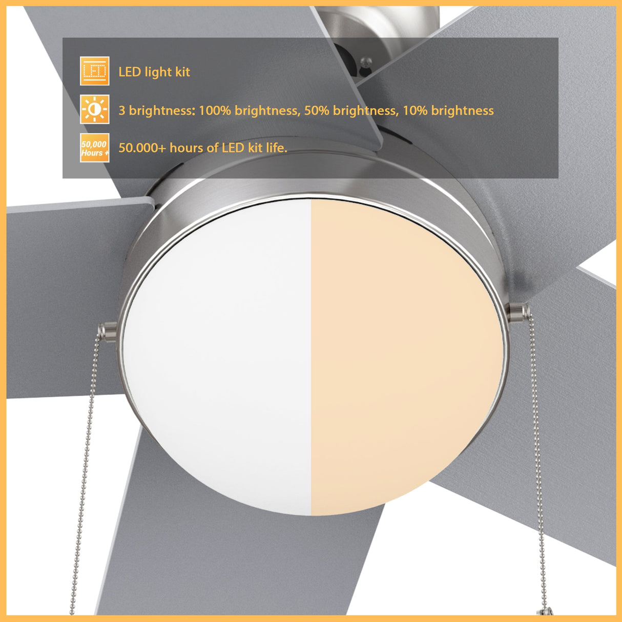 MALTA 52 In 5 Blade Smart Ceiling Fan With Integrated LED Lights With Pull Chain