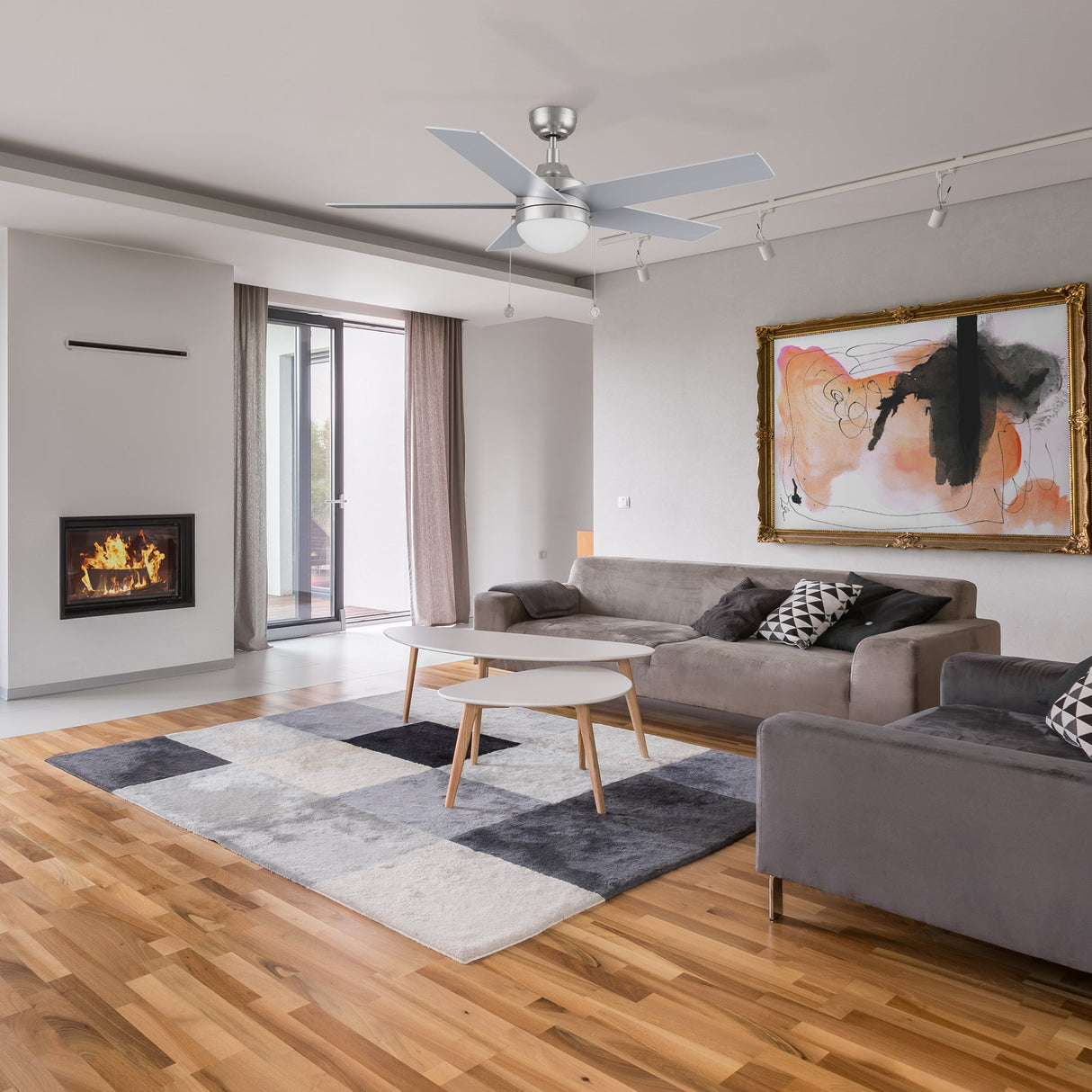 MALTA 52 In 5 Blade Smart Ceiling Fan With Integrated LED Lights With Pull Chain