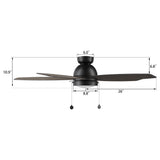 GREENWOOD 52 In 5 Blade Smart Ceiling Fan With Integrated LED Lights With Pull Chain