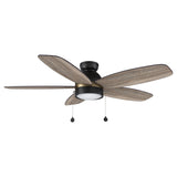 GREENWOOD 52 In 5 Blade Smart Ceiling Fan With Integrated LED Lights With Pull Chain