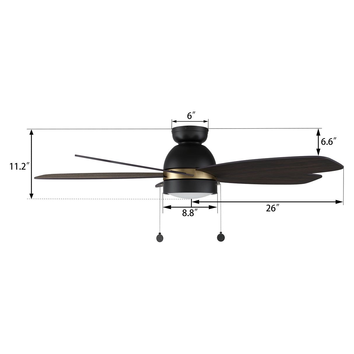GREENWOOD 52 In 5 Blade Smart Ceiling Fan With Integrated LED Lights With Pull Chain