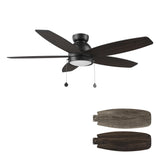 GREENWOOD 48" 5-Blade Flush Mount Ceiling Fan with LED Light & Pull Chain