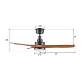 BONELLI 48 In 3 Blade Smart Ceiling Fan With Integrated LED Lights With Remote Control
