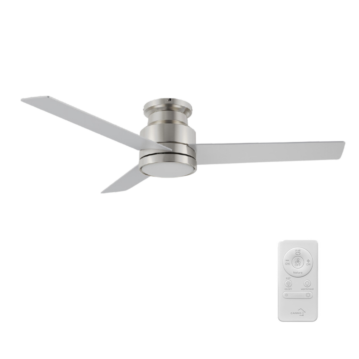 SANTANA 52 inch 3-Blade Flush Mount Ceiling Fan with LED light & Remote