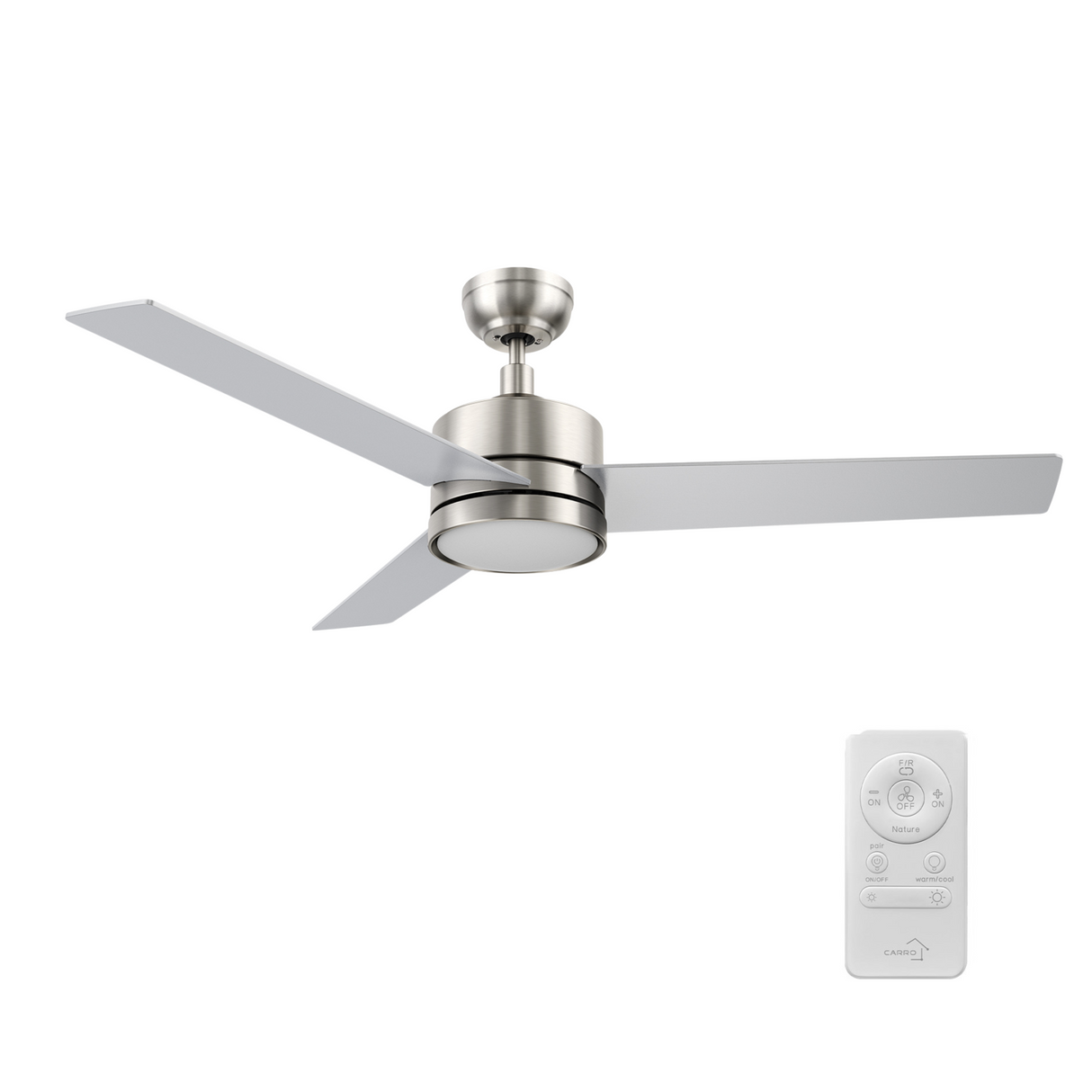 SANTANA 52 In 3 Blade Smart Ceiling Fan With Integrated LED Lights With Remote
