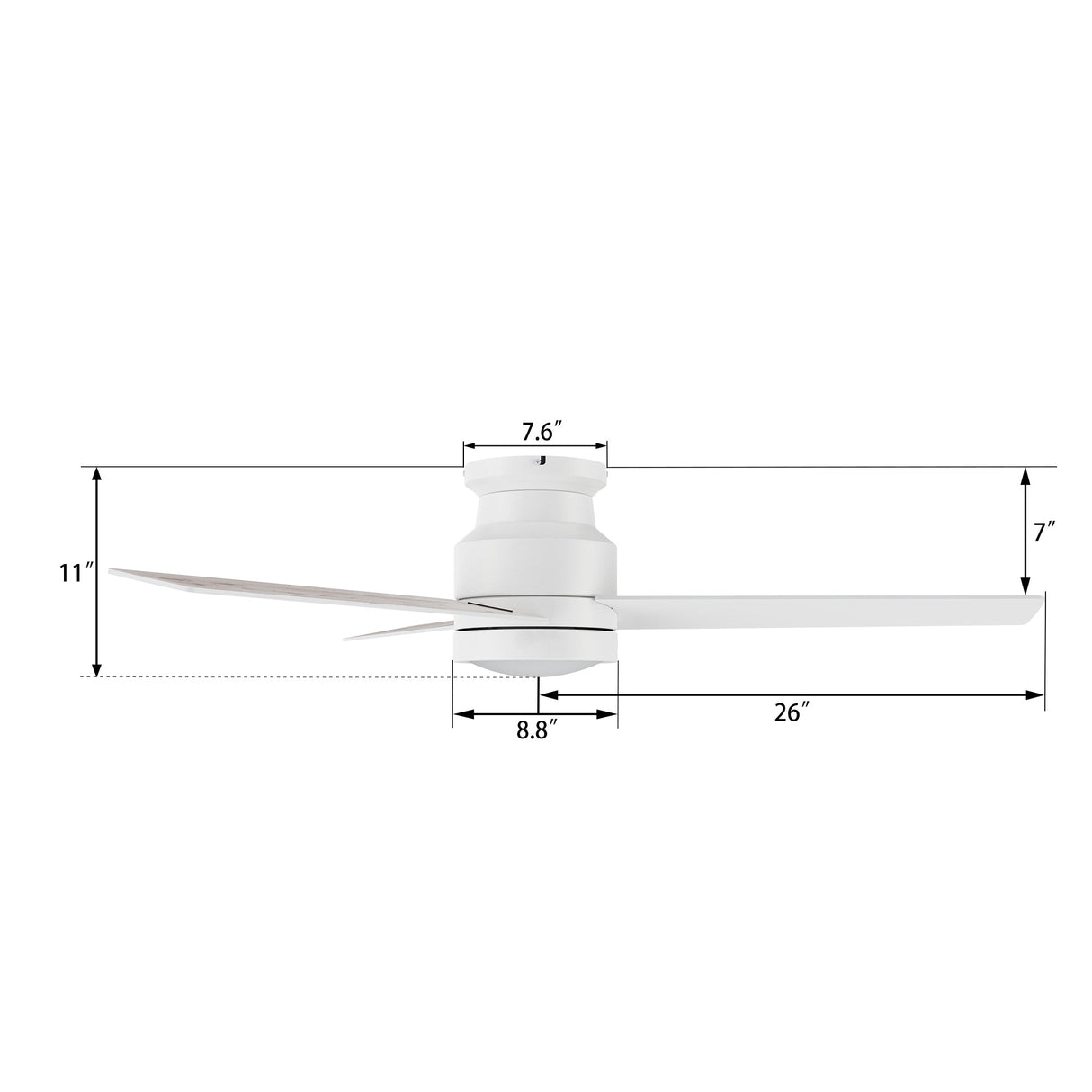 SANTANA 52 inch 3-Blade Flush Mount Ceiling Fan with LED light & Remote