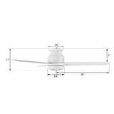 SANTANA 52 inch 3-Blade Flush Mount Ceiling Fan with LED light & Remote