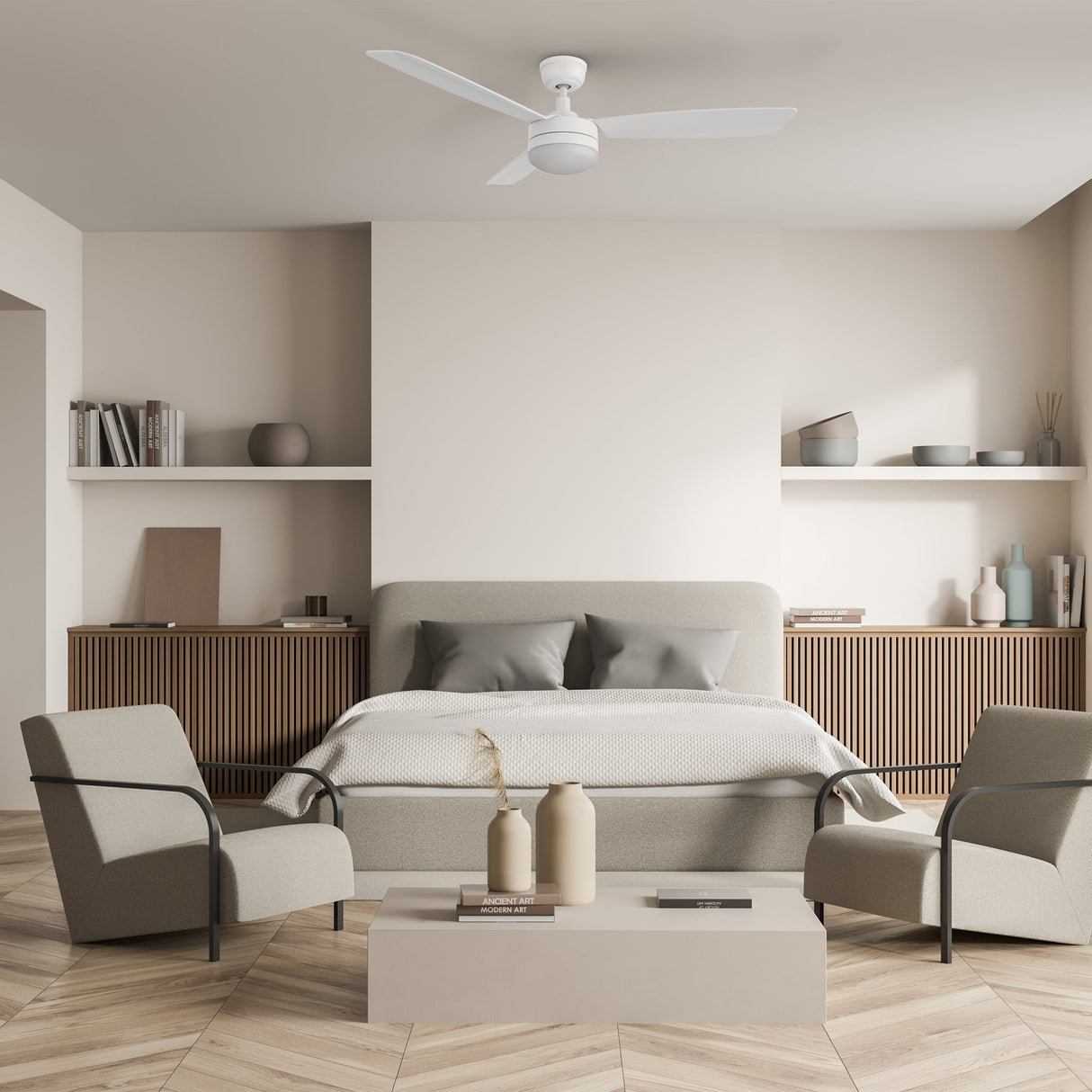 VARA 52 In 3 Blade Smart Ceiling Fan With Integrated LED Lights With Remote
