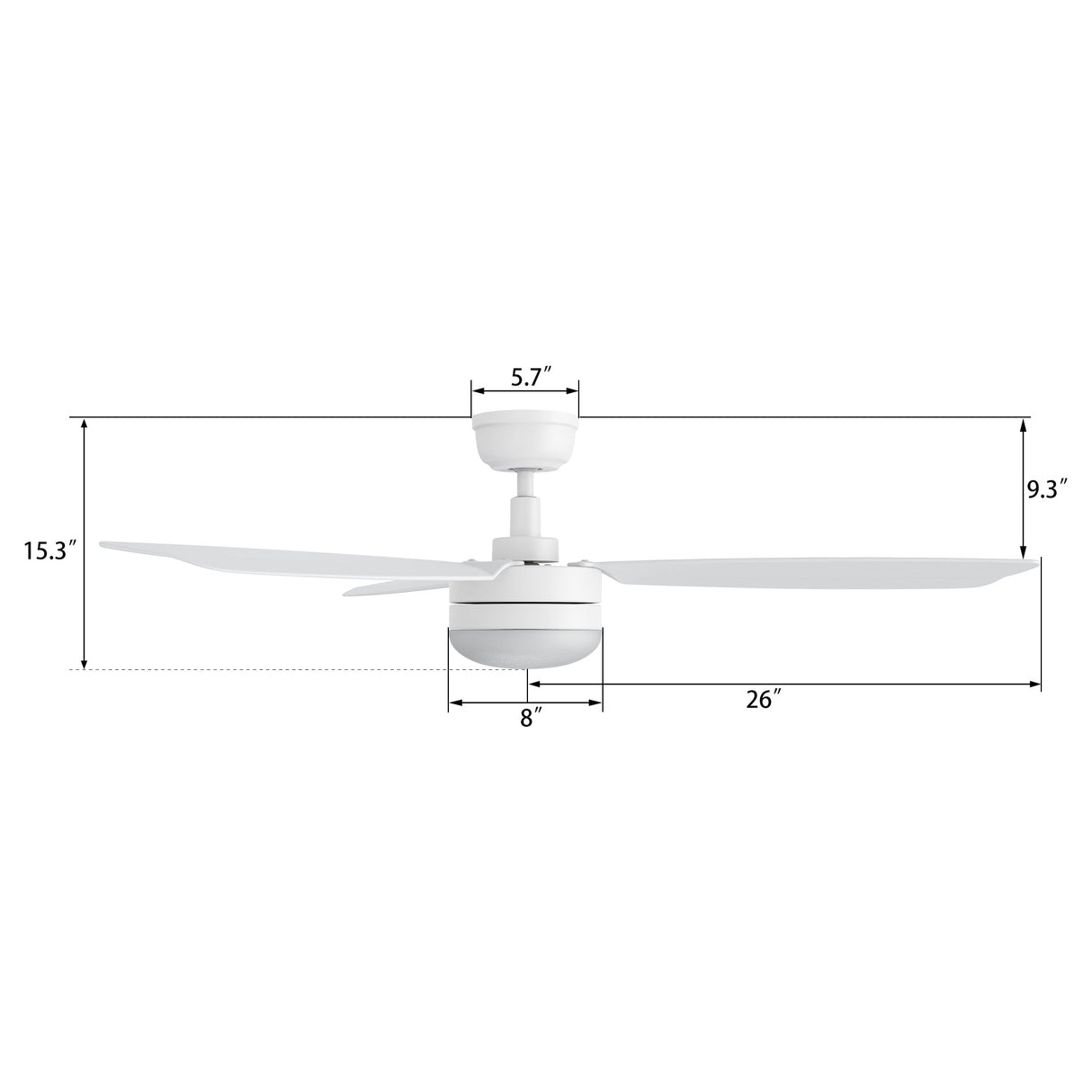 VARA 52 In 3 Blade Smart Ceiling Fan With Integrated LED Lights With Remote