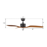 GARNETT 52 In 3 Blade Smart Ceiling Fan Without  LED  Lights With Remote Control