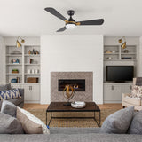 ZEPHYR 52 In 3 Blade Smart Ceiling Fan With Integrated LED Lights With Remote Control