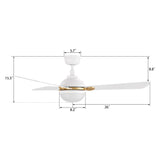 ZEPHYR 52 In 3 Blade Smart Ceiling Fan With Integrated LED Lights With Remote Control