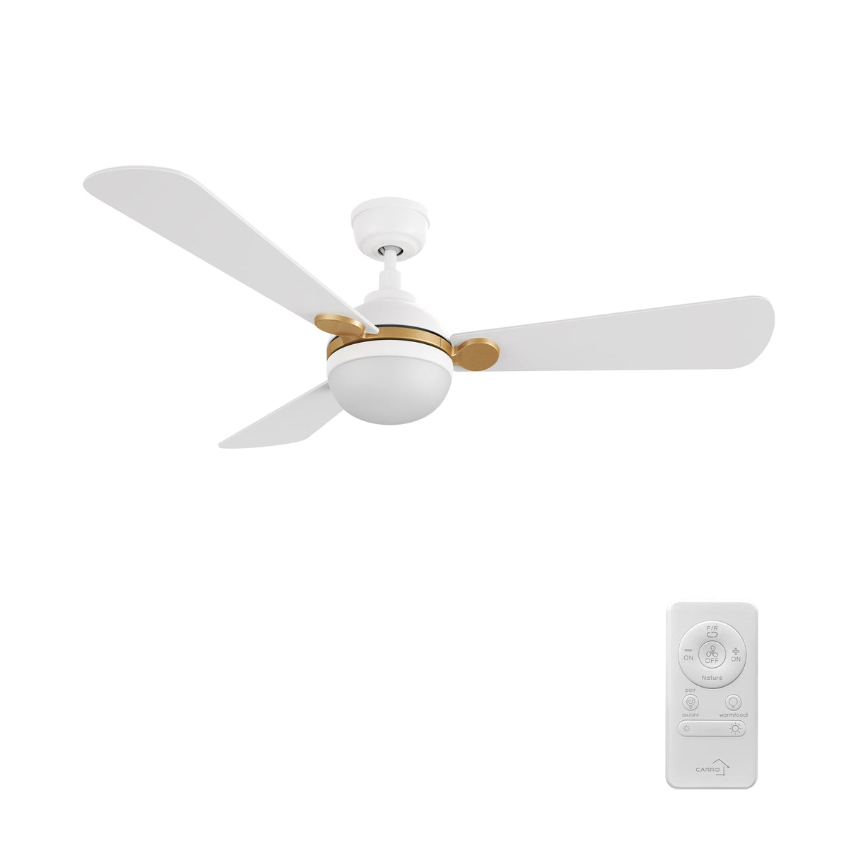 ZEPHYR 52 In 3 Blade Smart Ceiling Fan With Integrated LED Lights With Remote Control