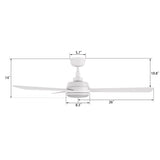 TRYTON 52 In 3 Blade Smart Ceiling Fan With Integrated LED Lights With Google Home