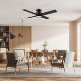 SANTANA 52 inch 4-Blade Flush Mount Ceiling Fan with LED Light & Remote