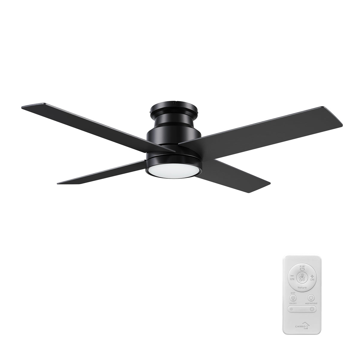 SANTANA 52 inch 4-Blade Flush Mount Ceiling Fan with LED Light & Remote