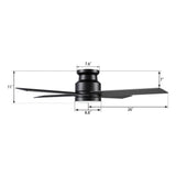 SANTANA 52 inch 4-Blade Flush Mount Ceiling Fan with LED Light & Remote