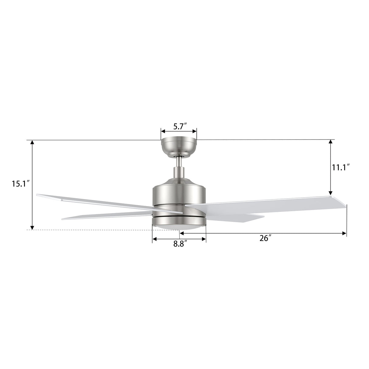 SANTANA 52 In 4 Blade Smart Ceiling Fan With Integrated LED Lights With Remote