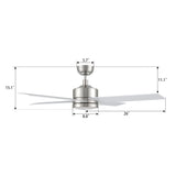SANTANA 52 In 4 Blade Smart Ceiling Fan With Integrated LED Lights With Remote
