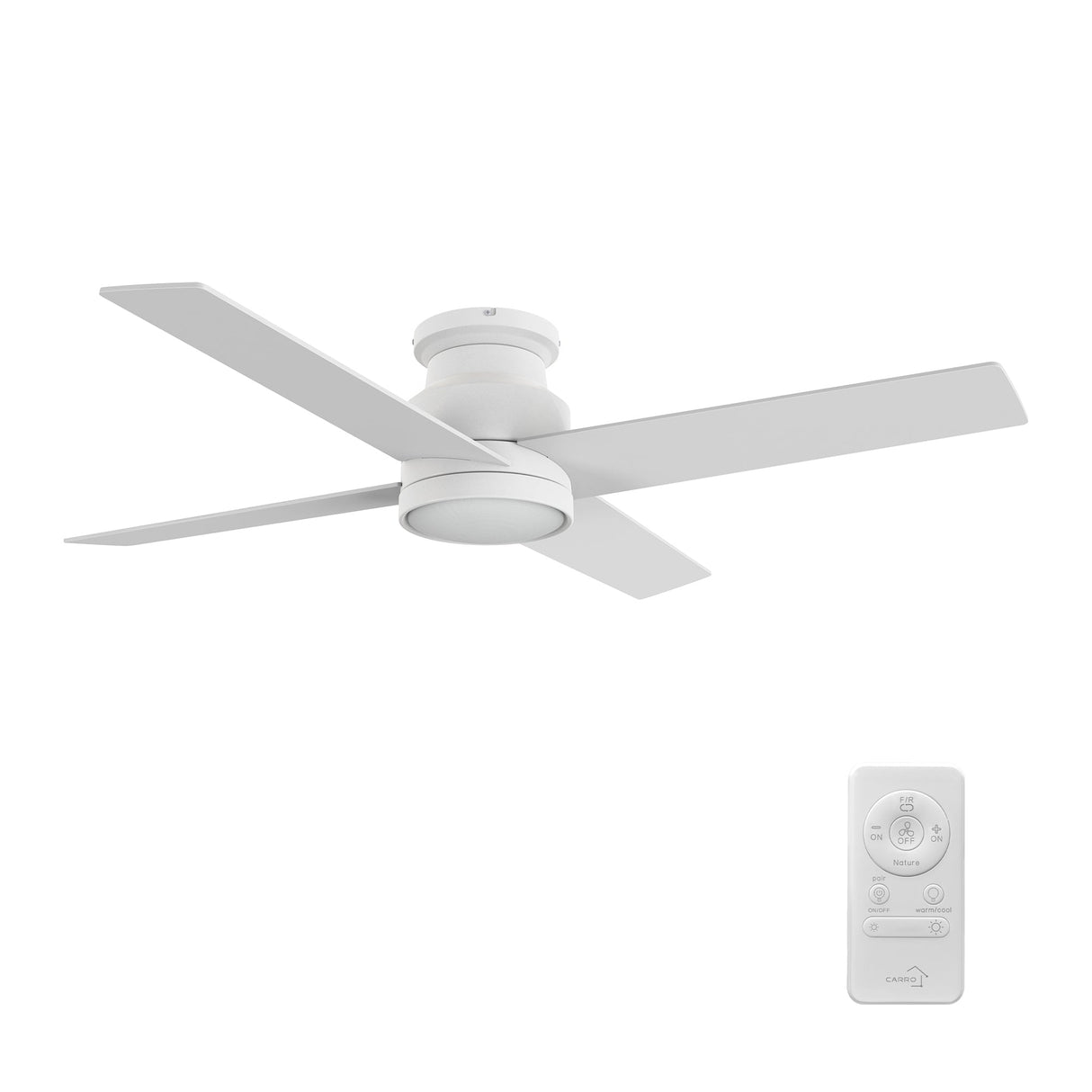SANTANA 52 inch 4-Blade Flush Mount Ceiling Fan with LED Light & Remote