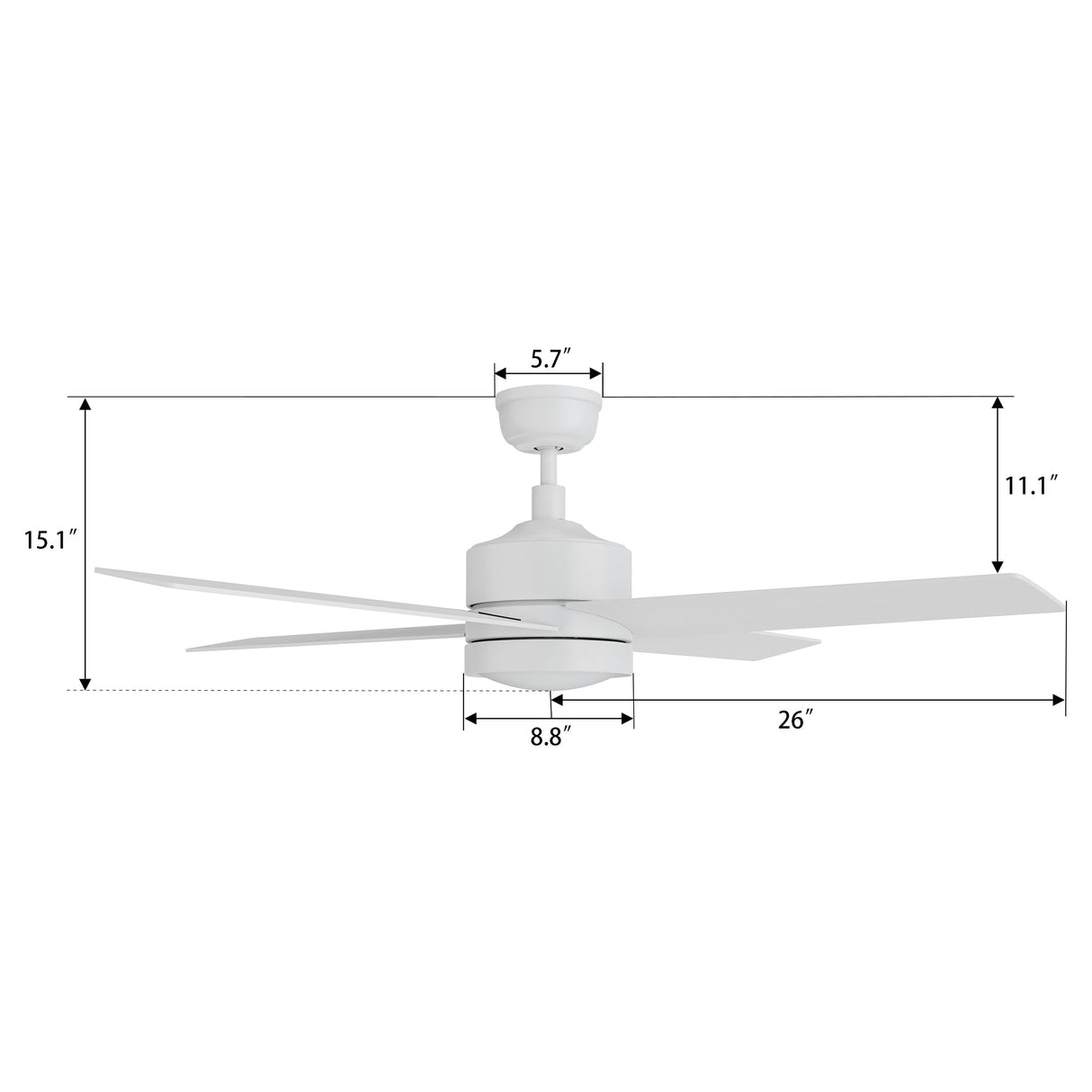 SANTANA 52 In 4 Blade Smart Ceiling Fan With Integrated LED Lights With Remote