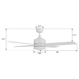 SANTANA 52 In 4 Blade Smart Ceiling Fan With Integrated LED Lights With Remote