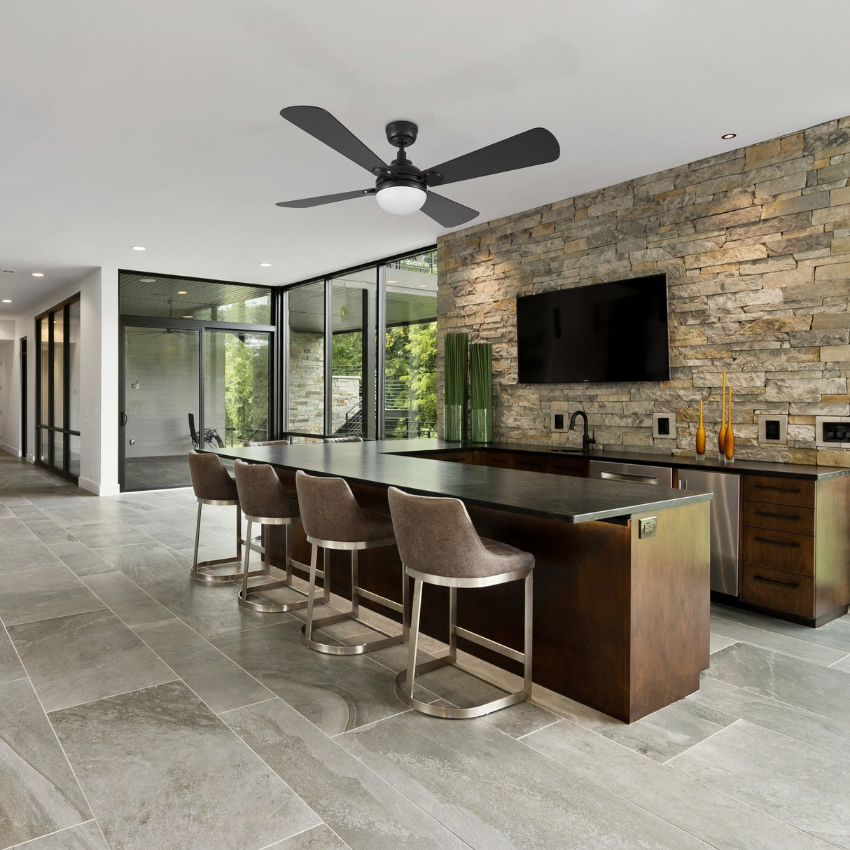 ZEPHYR 52 In 4 Blade Smart Ceiling Fan With Integrated LED Lights With Remote Control