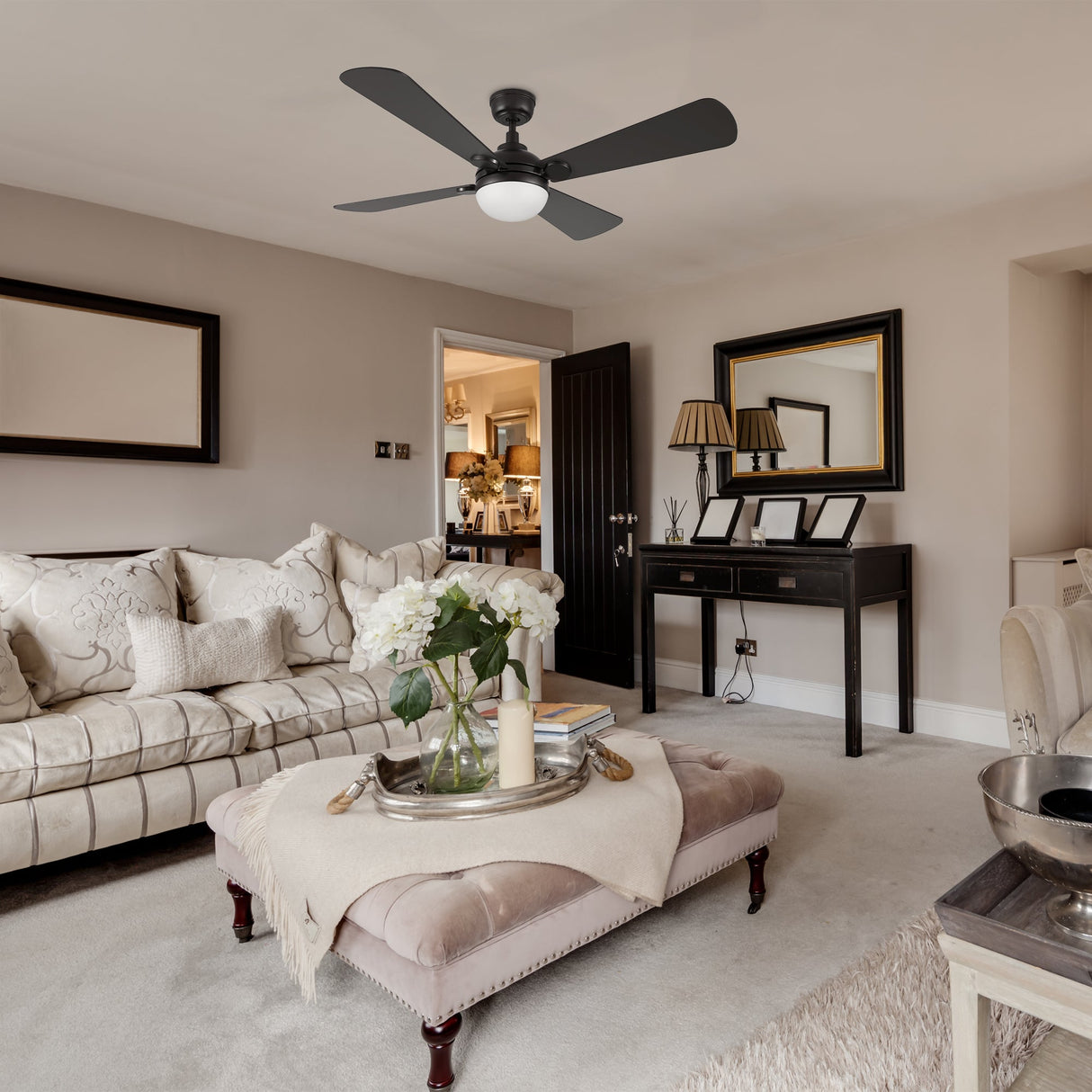 ZEPHYR 52 In 4 Blade Smart Ceiling Fan With Integrated LED Lights With Remote Control