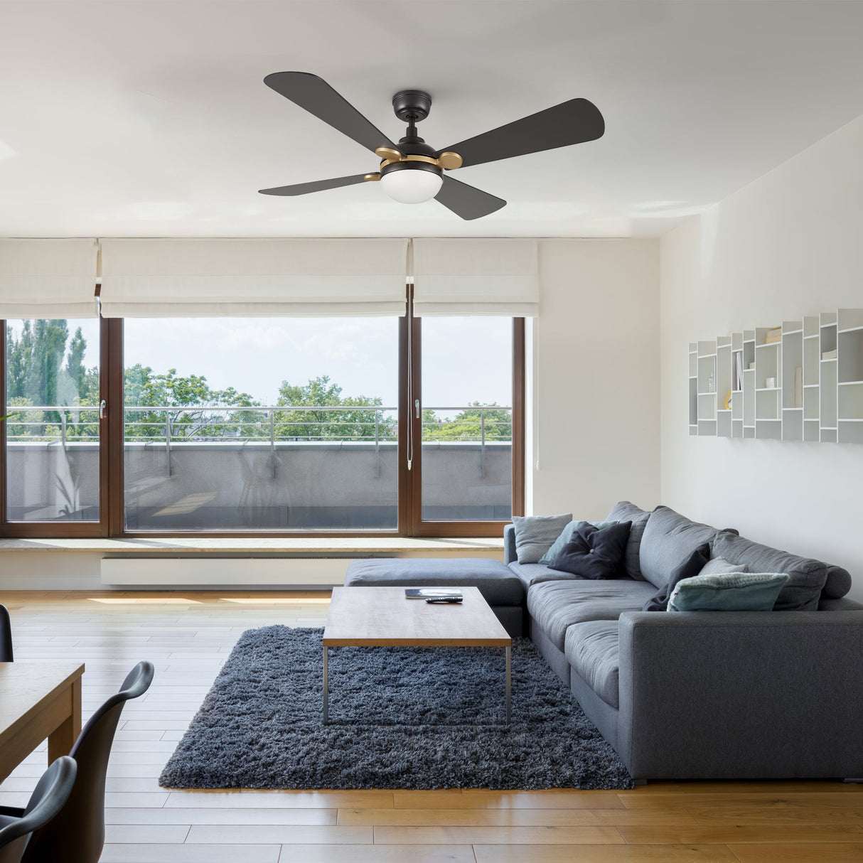 ZEPHYR 52 In 4 Blade Smart Ceiling Fan With Integrated LED Lights With Remote Control
