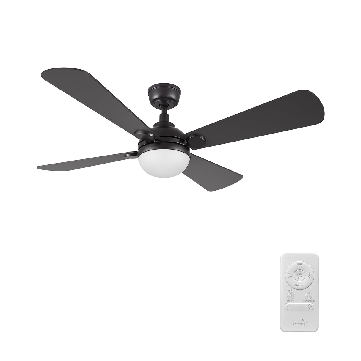 ZEPHYR 52 In 4 Blade Smart Ceiling Fan With Integrated LED Lights With Remote Control