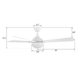 ZEPHYR 52 In 4 Blade Smart Ceiling Fan With Integrated LED Lights With Remote Control