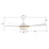 ZEPHYR 52 In 4 Blade Smart Ceiling Fan With Integrated LED Lights With Remote Control