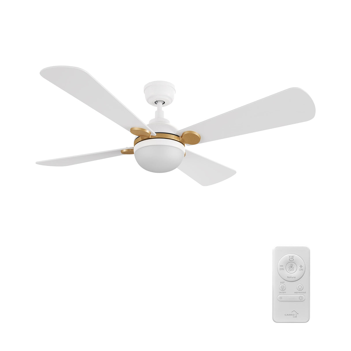 ZEPHYR 52 In 4 Blade Smart Ceiling Fan With Integrated LED Lights With Remote Control