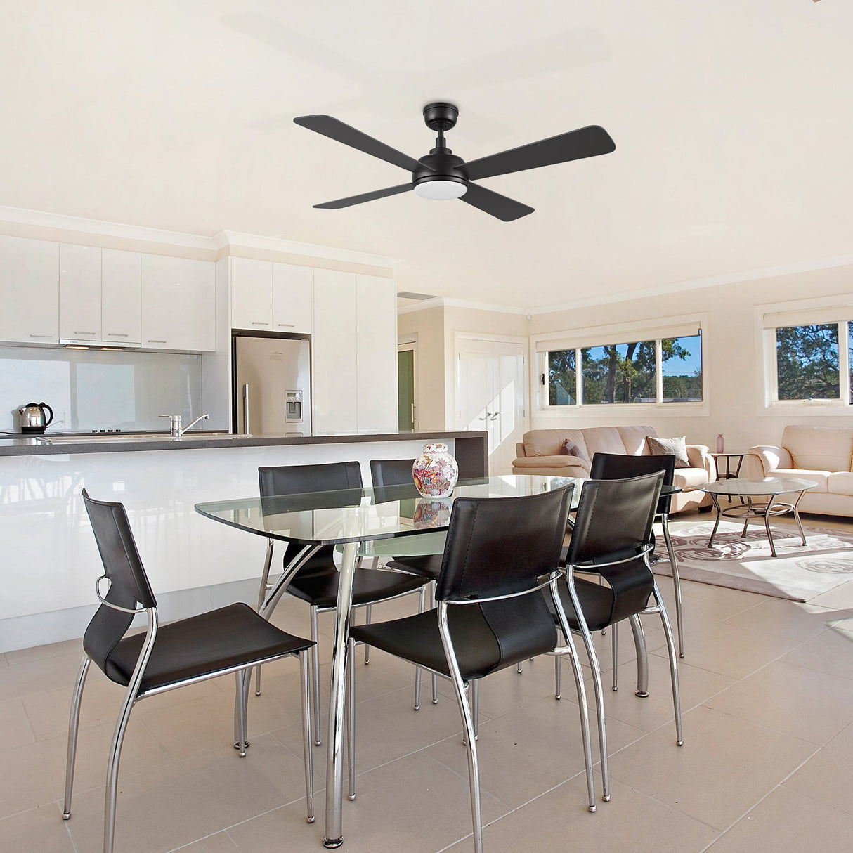 TRYTON 52 In 4 Blade Smart Ceiling Fan With Integrated LED Lights With Google Home
