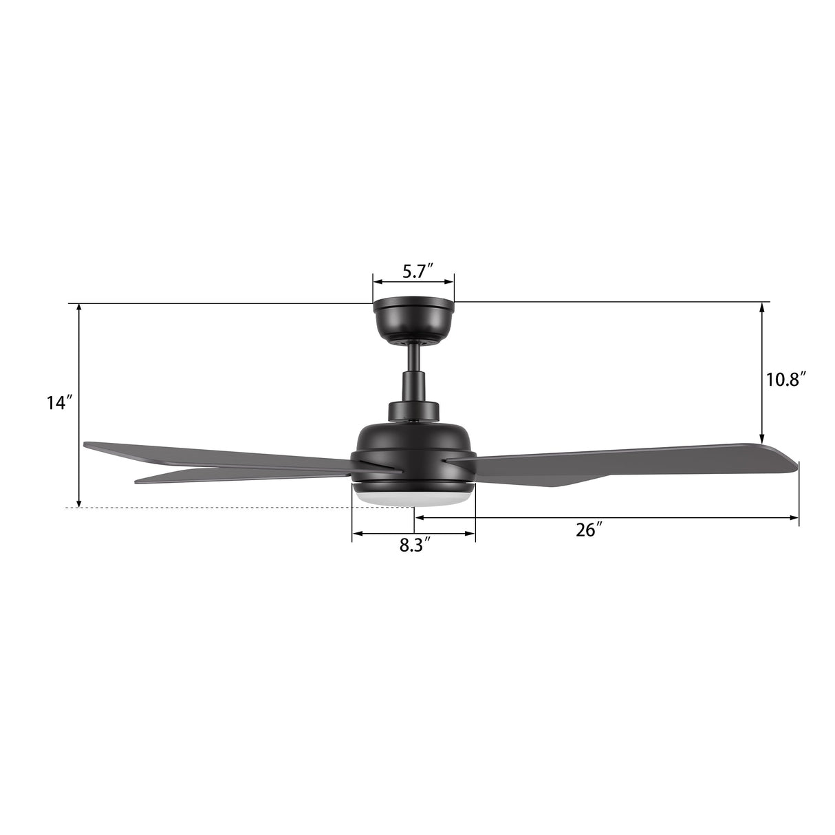 TRYTON 52 In 4 Blade Smart Ceiling Fan With Integrated LED Lights With Google Home