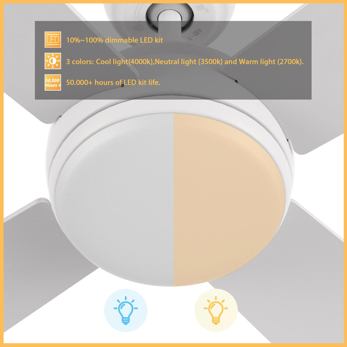 TRYTON 52 In 4 Blade Smart Ceiling Fan With Integrated LED Lights With Google Home