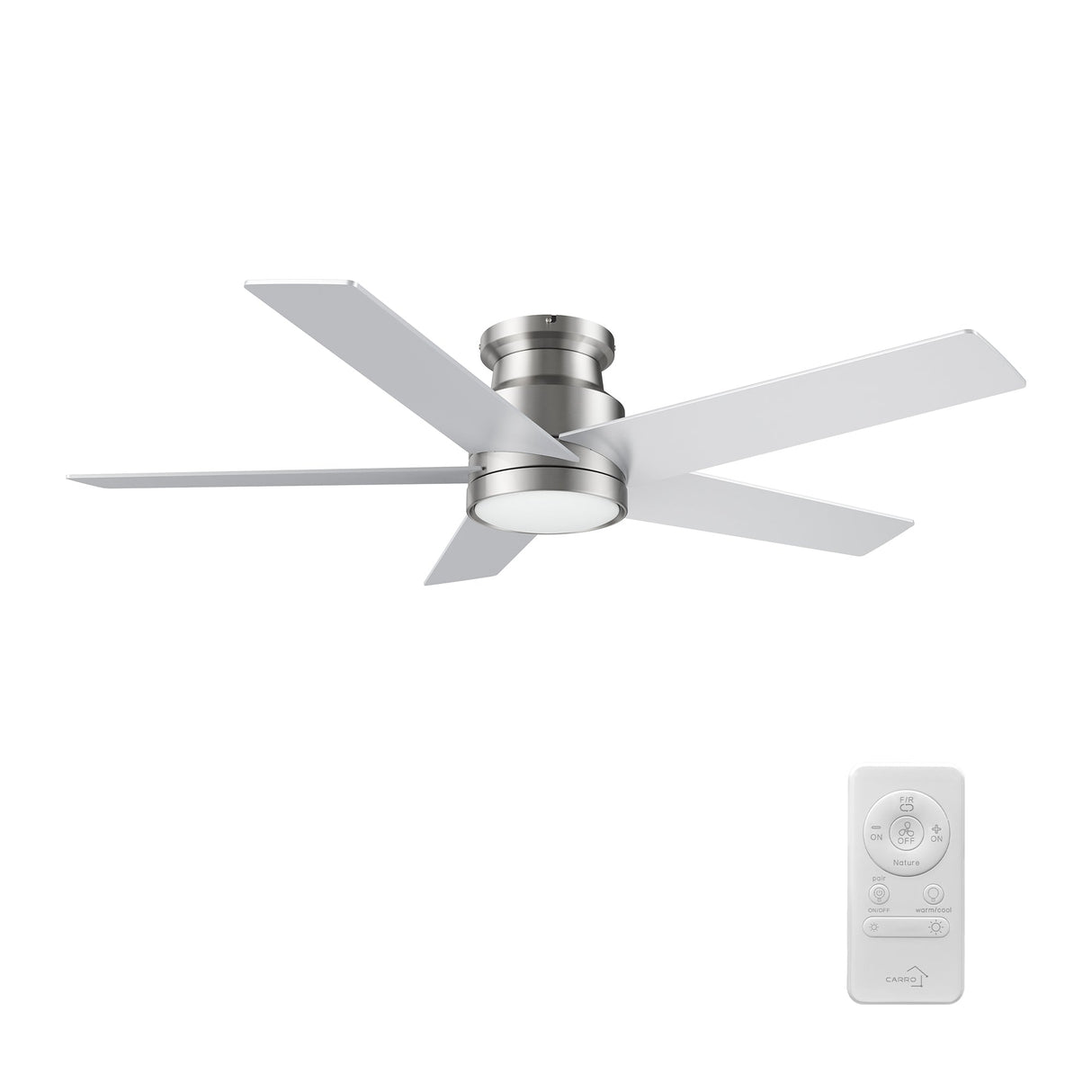 SANTANA 52 inch 5-Blade Flush Mount Ceiling Fan with LED Light & Remote
