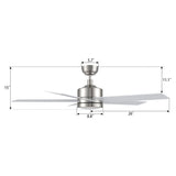 SANTANA 52 In 5 Blade Smart Ceiling Fan With Integrated LED Lights With Remote