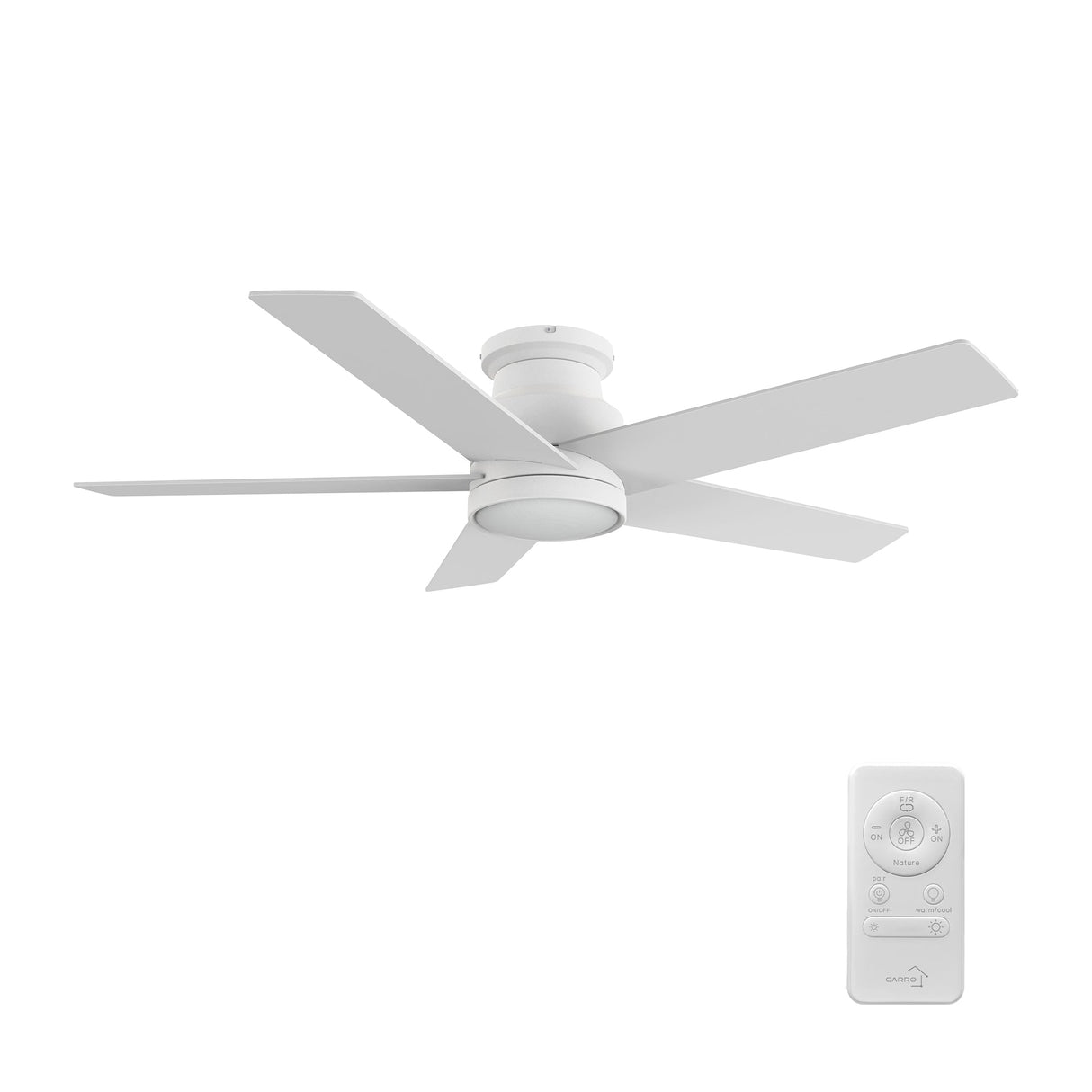 SANTANA 52 inch 5-Blade Flush Mount Ceiling Fan with LED Light & Remote