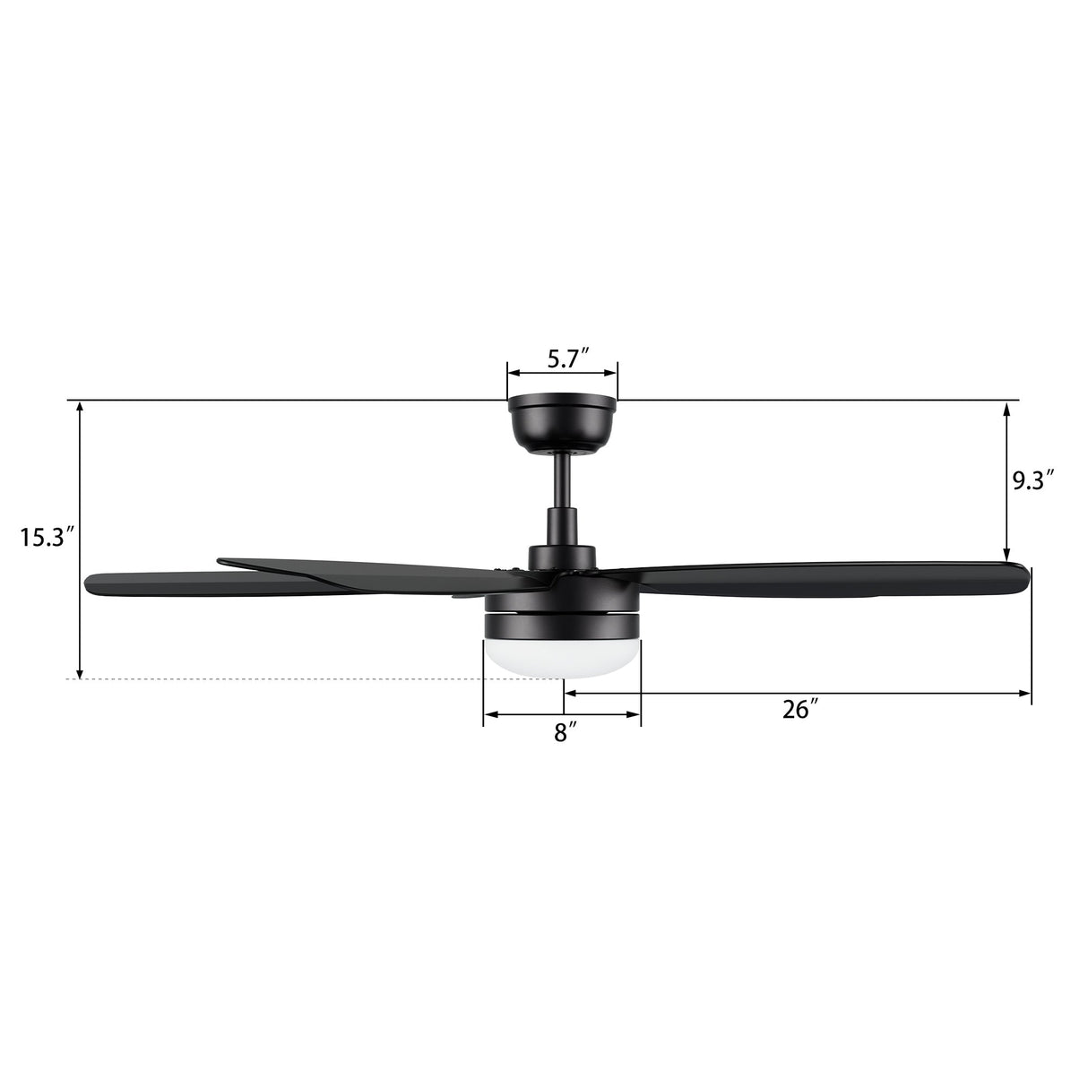 VARA 52 In 5 Blade Smart Ceiling Fan With Integrated LED Lights With Remote