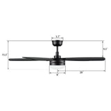 VARA 52 In 5 Blade Smart Ceiling Fan With Integrated LED Lights With Remote