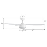 VARA 52 In 5 Blade Smart Ceiling Fan With Integrated LED Lights With Remote