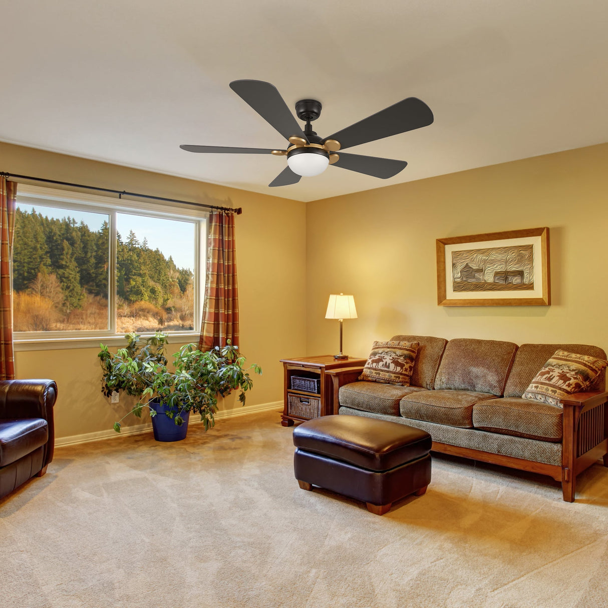 ZEPHYR 52 In 5 Blade Smart Ceiling Fan With Integrated LED Lights With Remote Control
