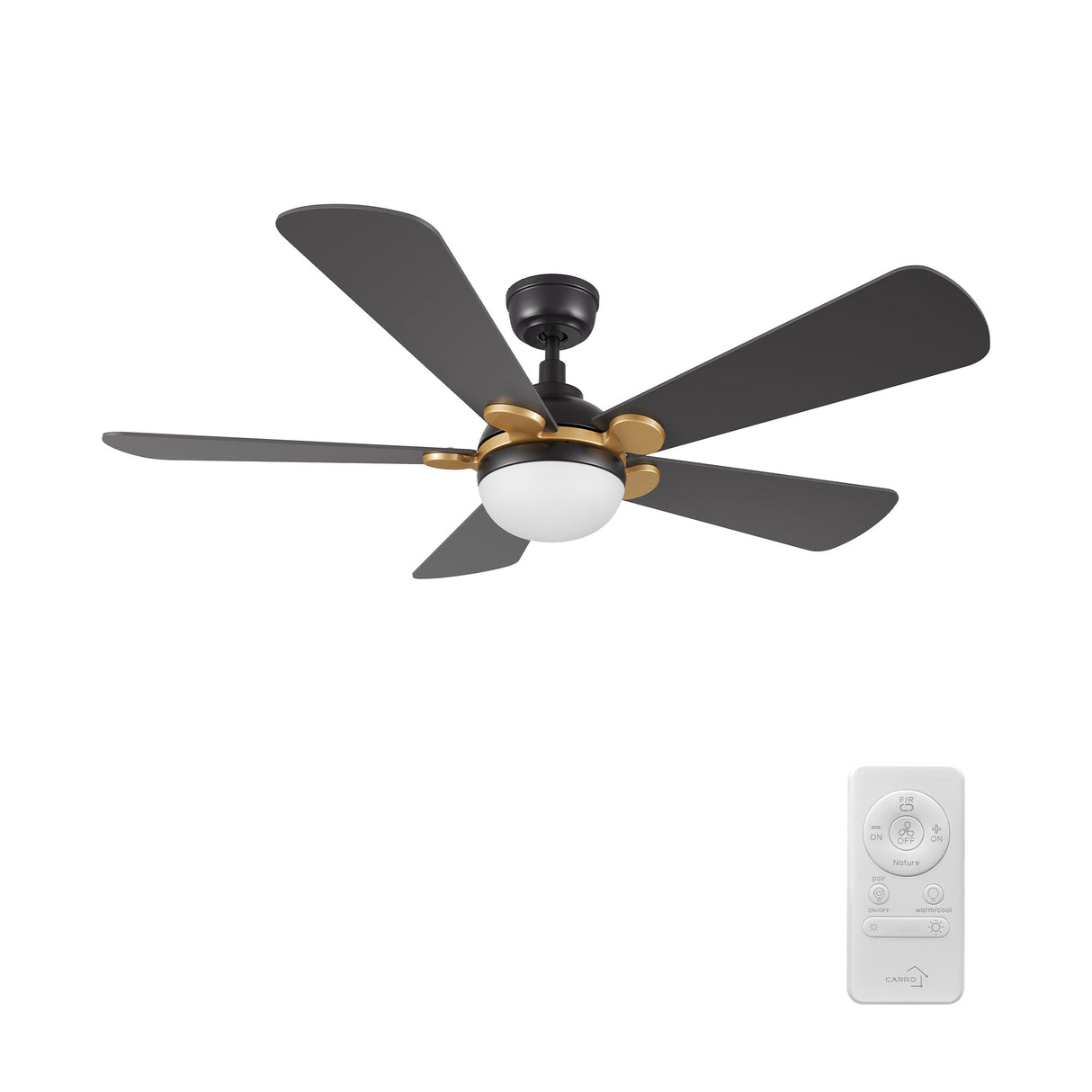 ZEPHYR 52 In 5 Blade Smart Ceiling Fan With Integrated LED Lights With Remote Control