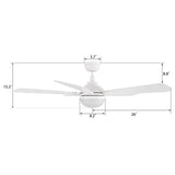 ZEPHYR 52 In 5 Blade Smart Ceiling Fan With Integrated LED Lights With Remote Control