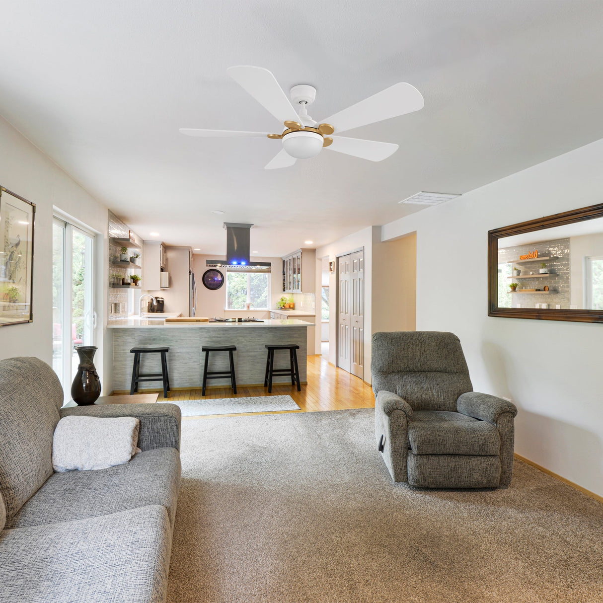 ZEPHYR 52 In 5 Blade Smart Ceiling Fan With Integrated LED Lights With Remote Control